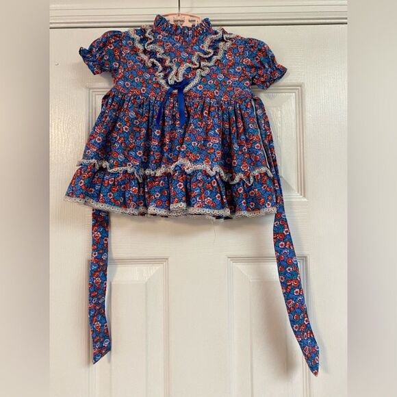 Vintage Coquette Retro Floral Ruffle Kid Baby Formal Holiday Dress:Thanksgiving - Picture 2 of 13